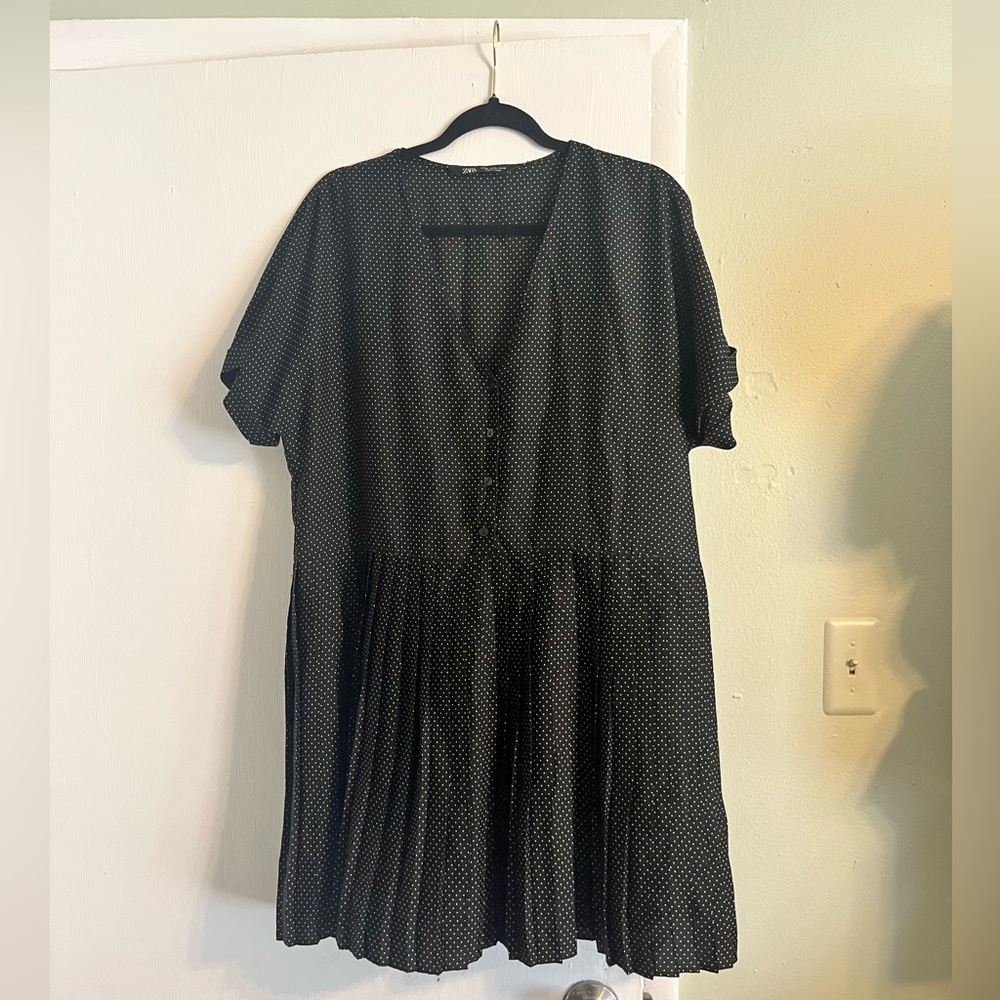 Zara Black and White Polka Dot Mini Dress